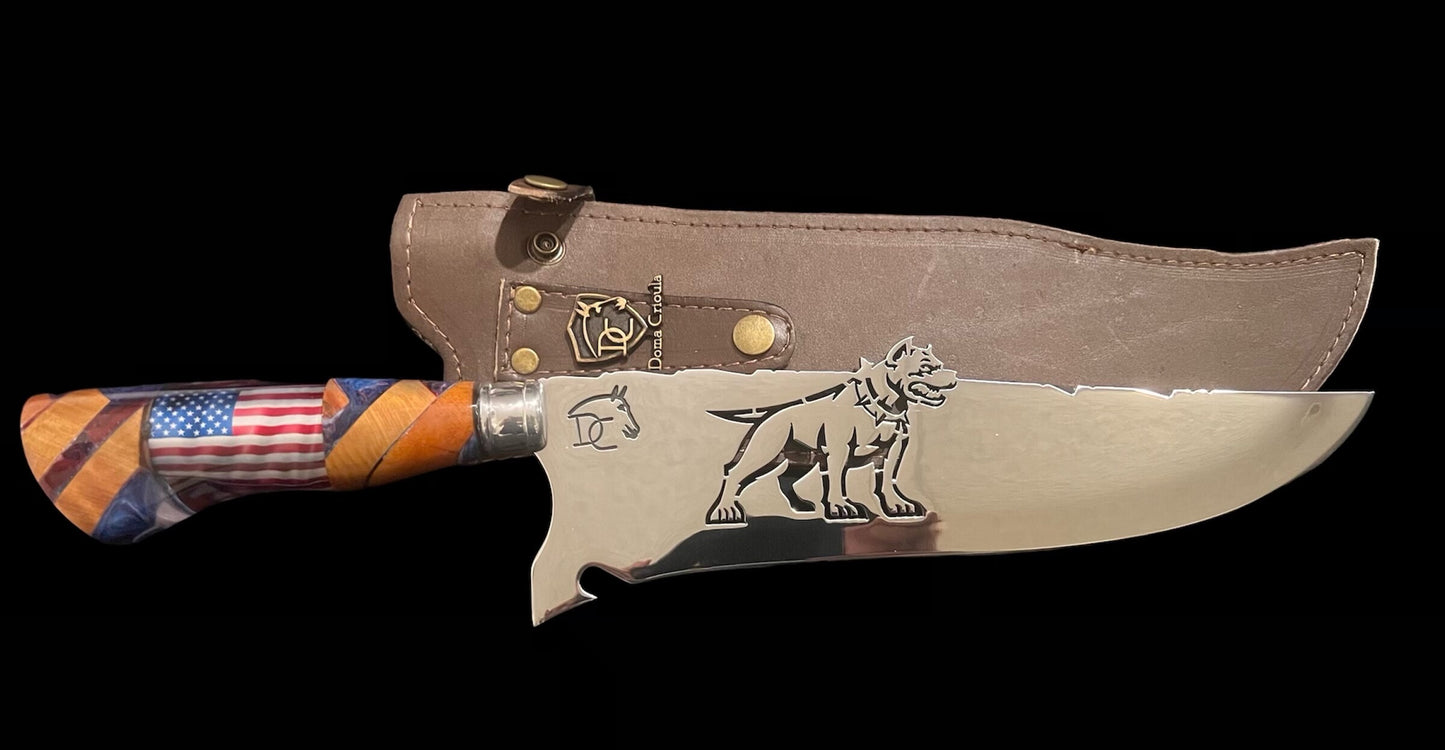 10 inch pitbull knife with american flag handle