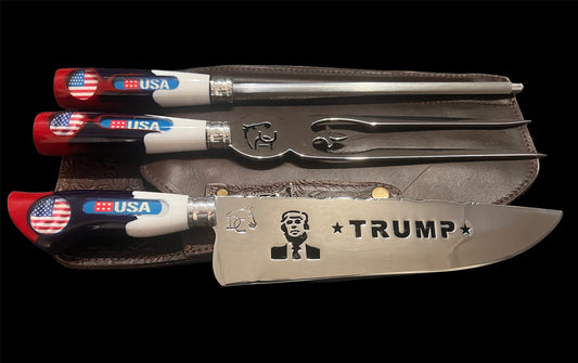 Trump BBQ Set - 10 inch Knife , Fork and Honing Steel